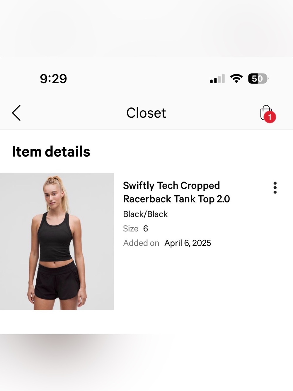 Swiftly Cropped Racerback tank top - Picture 3 of 3